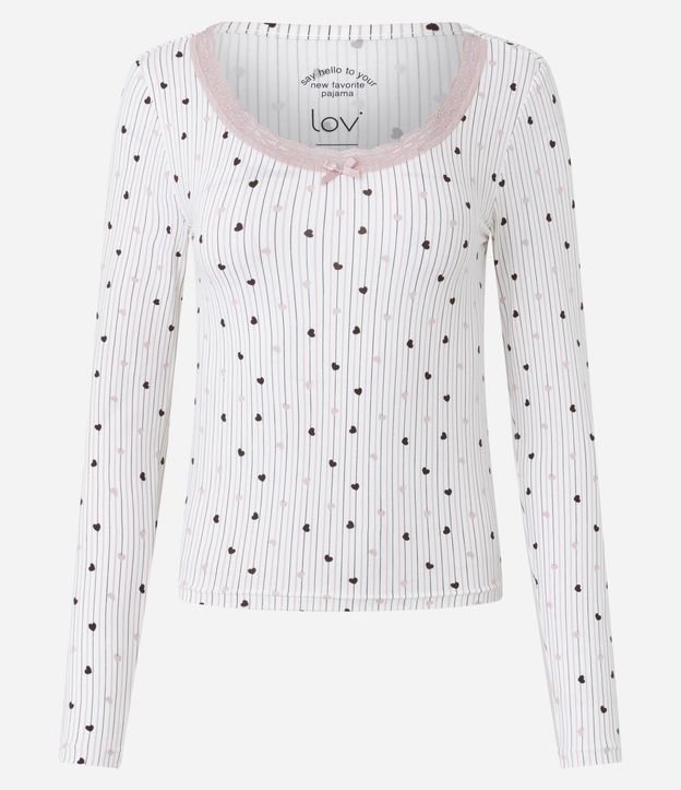 Blusa de Pijama en Peach Touch con Estampa de Corazón 4