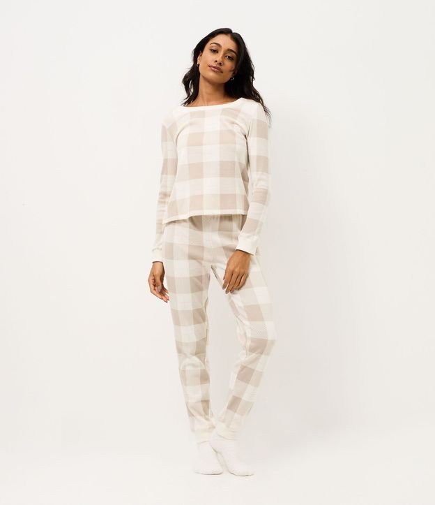 Pijama Largo de Cuadros en Punto Leve