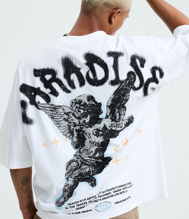 Remera Oversized en Algodón con Estampa Angel Paradise