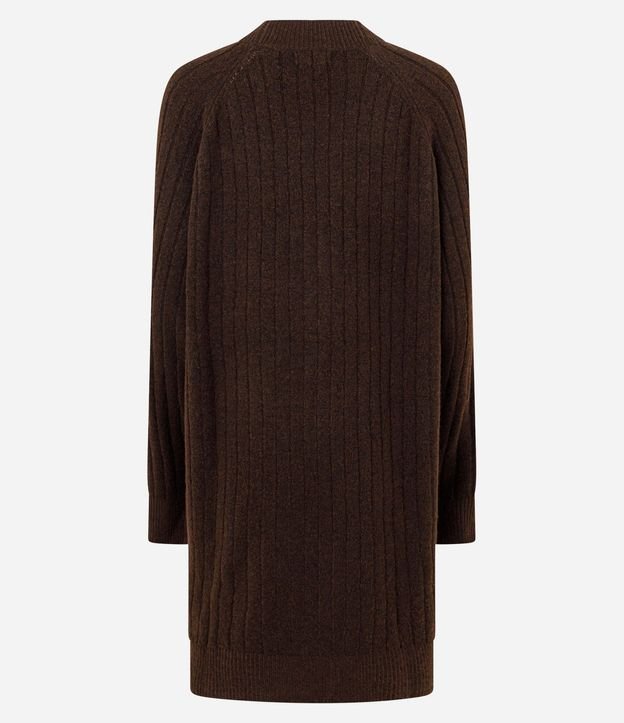 Cardigan Punto Canelado Alargado sin Bolsillos 7