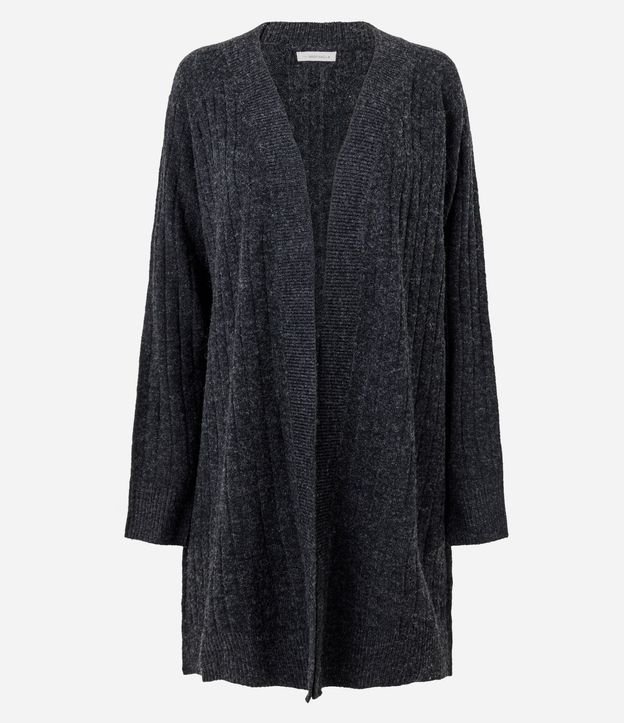 Cardigan Punto Canelado Alargado sin Bolsillos 5