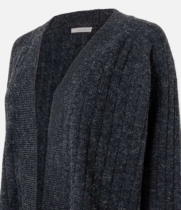 Cardigan Punto Canelado Alargado sin Bolsillos 6