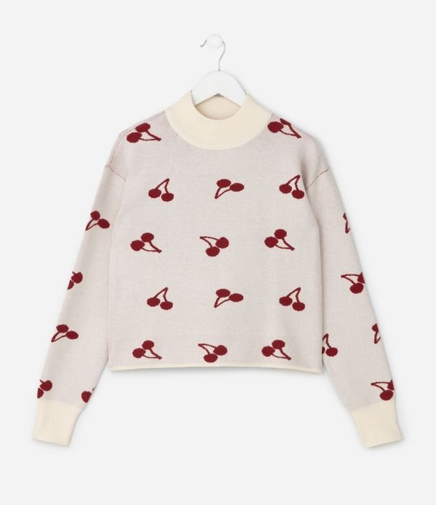 Saco Infantil en Punto con Estampado de Cerezas - Talle 4 a 10 años 2