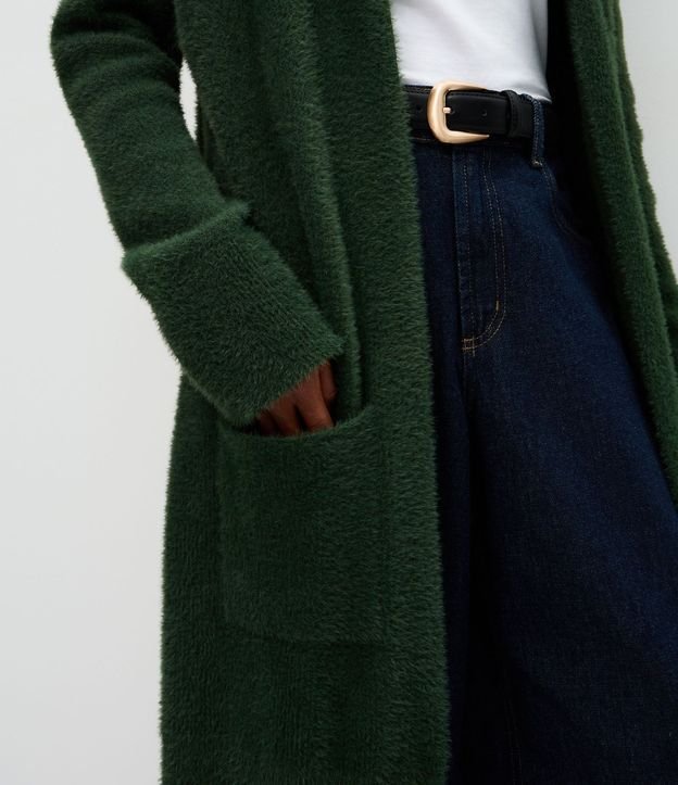 Cardigan Largo en Punto con Textura de Pelos 4