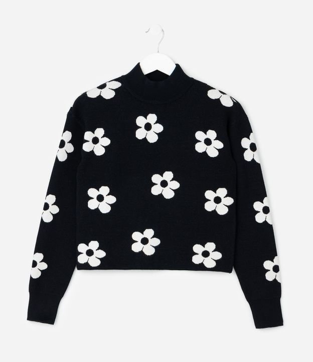 Saco Punto Floral con Cuello Alto - Talle 5 a 14 años 2