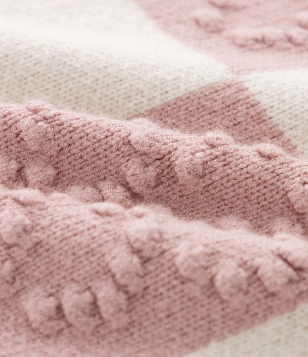 Suéter Infantil Quadriculado con Flores y Corazones en Relieve – Talle 5 a 14 años 4