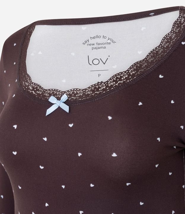 Blusa de Pijama en Peach Touch con Estampado de Corazón 5