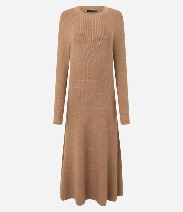 Vestido Evasê Long Midi en Punto con Mangas Largas 7