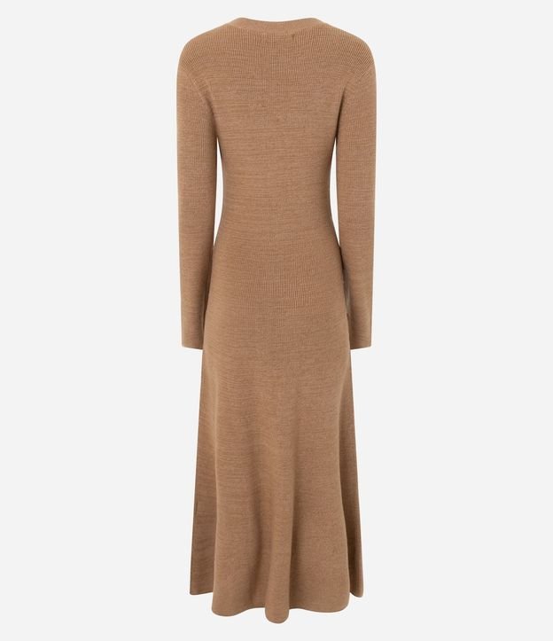 Vestido Evasê Long Midi en Punto con Mangas Largas 9