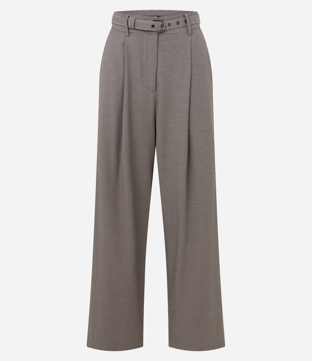 Pantalón Wide Leg Sastrería con Estampa Pied de Poule