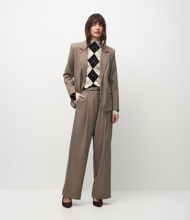 Pantalón Wide Leg Sastrería con Estampa Pied de Poule 3