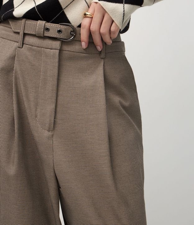 Pantalón Wide Leg Sastrería con Estampa Pied de Poule 6