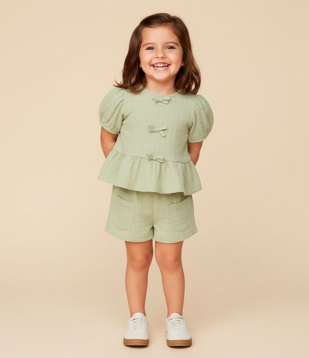 Conjunto Infantil Texturizado con Batita y Short con Bolsillos - Talle 1 a 6 Años