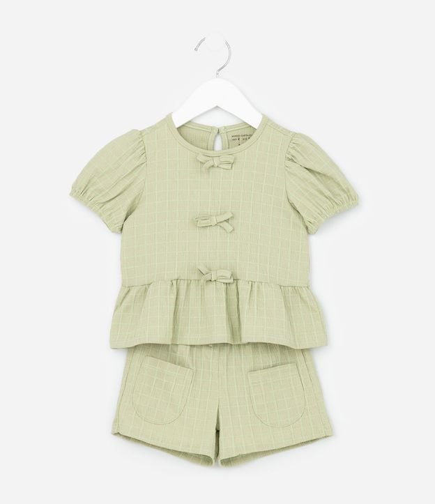 Conjunto Infantil Texturizado con Batita y Short con Bolsillos - Talle 1 a 6 Años 2