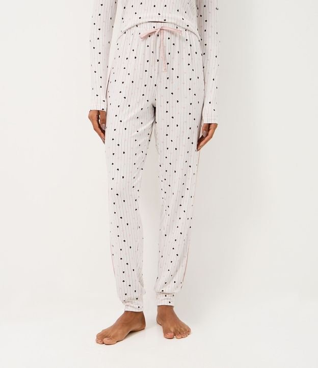 Pantalón de Pijama en Peach Touch con Estampa de Corazón 2