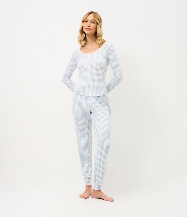 Pantalón de Pijama Jogger con Estampa de Cuadros