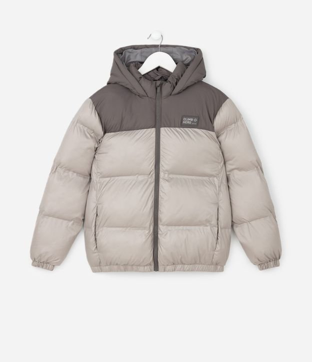 Campera Infantil Puffer con Recorte Contrastante – Talle 5 a 14 años 2