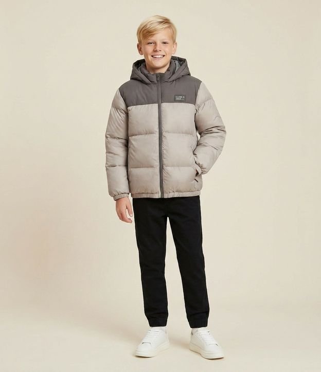 Campera Infantil Puffer con Recorte Contrastante – Talle 5 a 14 años