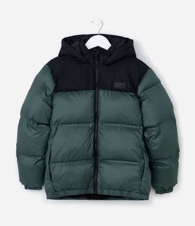 Campera Infantil Puffer con Recorte Contrastante – Talle 5 a 14 años