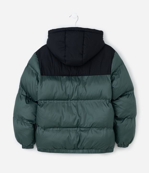 Campera Infantil Puffer con Recorte Contrastante – Talle 5 a 14 años 2