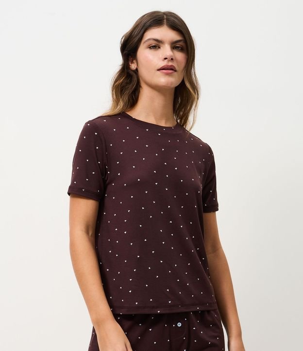 Blusa de Pijama en Peach Touch con Estampado de Corazón