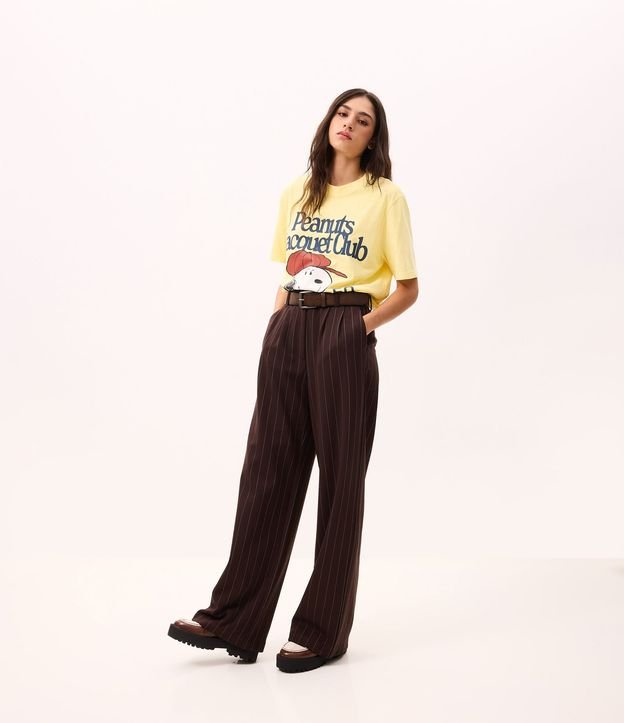 Pantalón Recto Raya de Tiza en Punto Roma