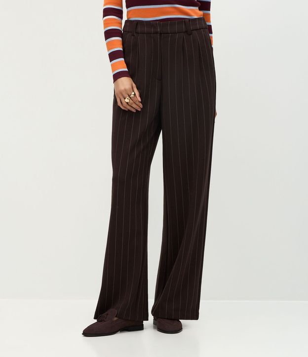 Pantalón Recto Raya de Tiza en Punto Roma 4