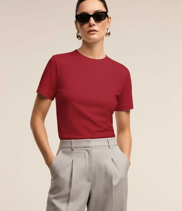 Blusa en Rib con Cuello Redondo