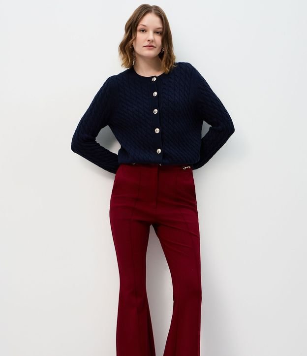 Pantalón Flare con Adorno Metálico en la Cintura 2