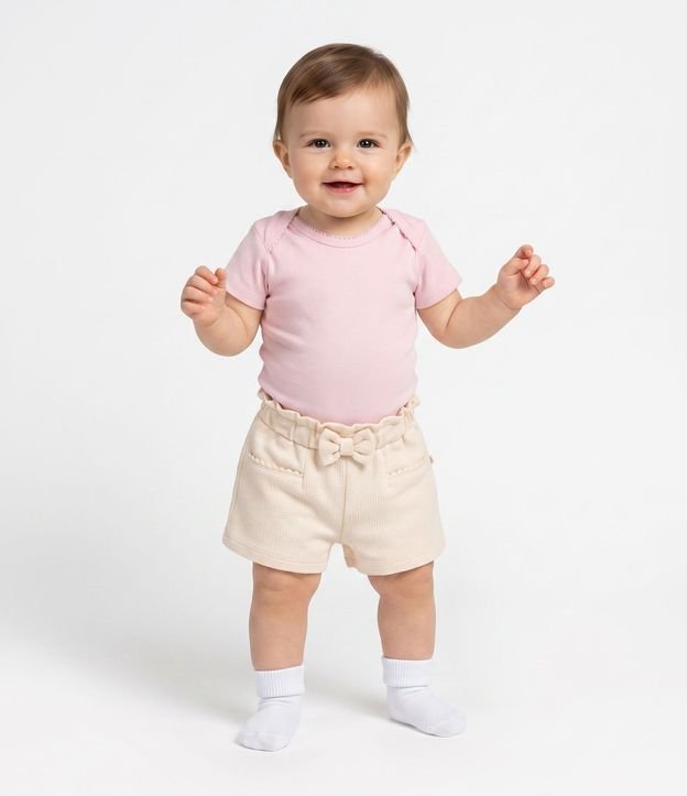 Bermuda Infantil Texturizada con Lazo – Talle 0 a 18 Meses
