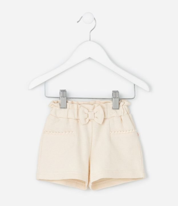 Bermuda Infantil Texturizada con Lazo – Talle 0 a 18 Meses 2