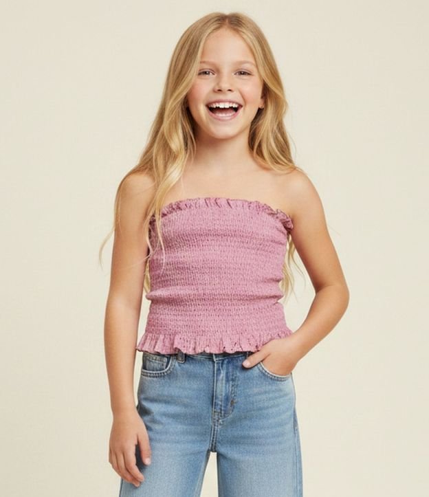 Blusa Infantil Cropped Texturizada con Volado – Talle 5 a 14 años