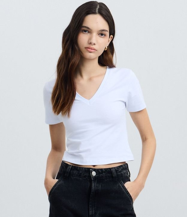Blusa Regular en Cotton con Escote V