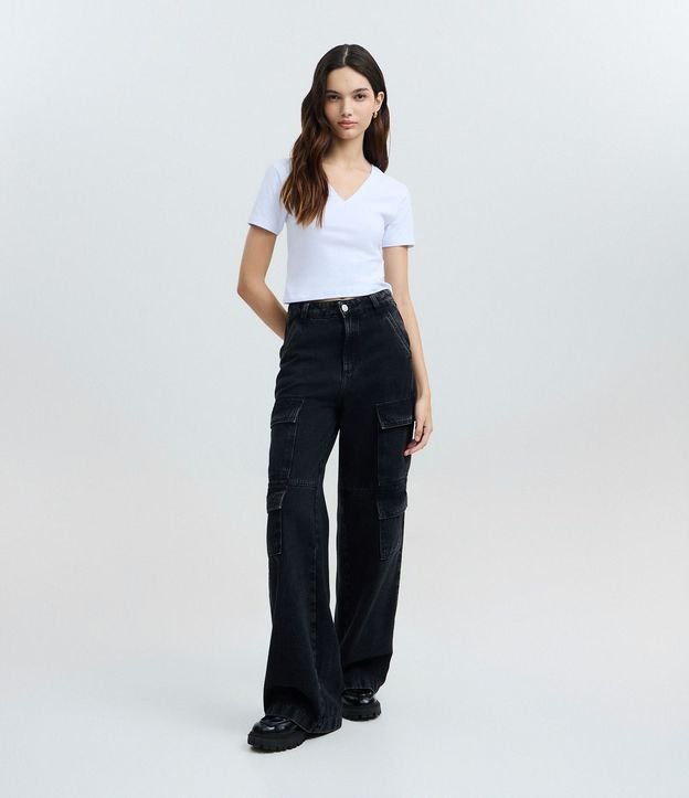 Blusa Regular en Cotton con Escote V 2