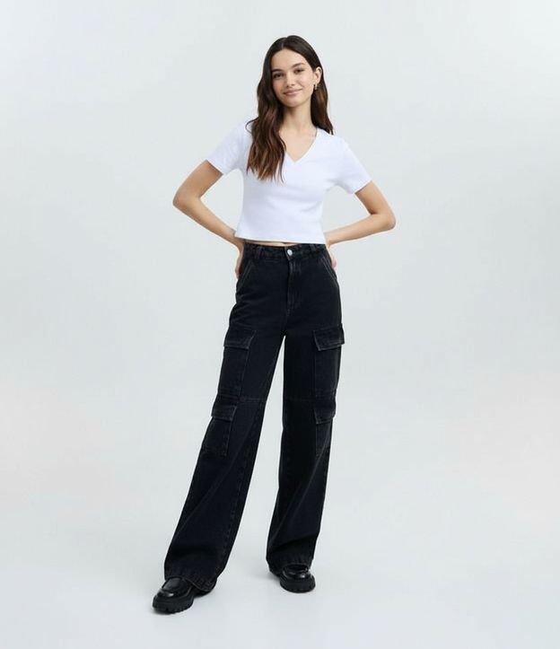 Blusa Regular en Cotton con Escote V 5