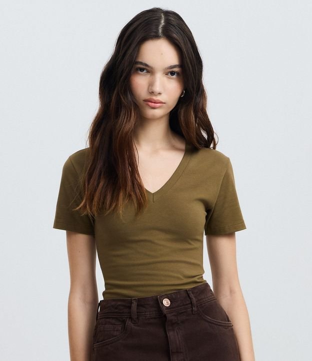 Blusa Regular en Cotton con Escote V