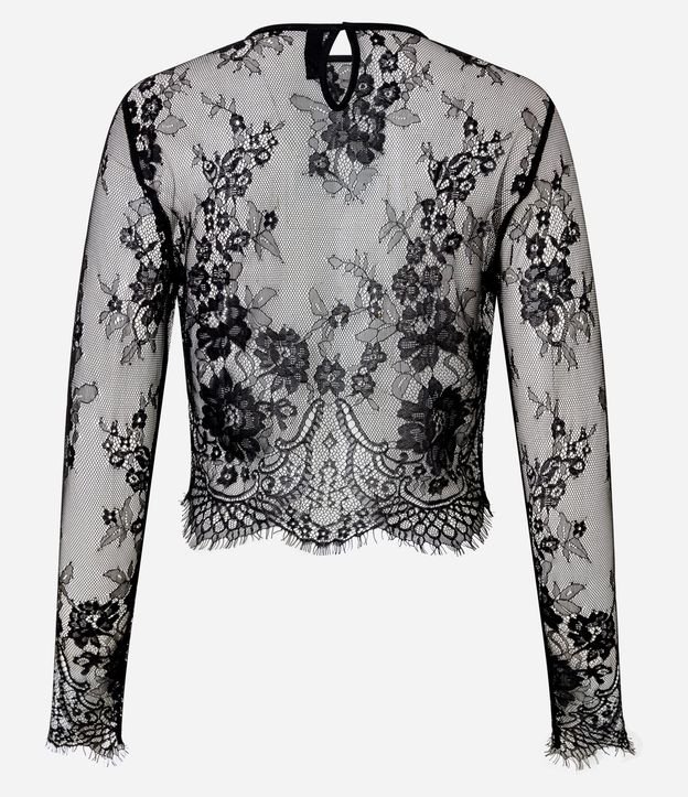 Blusa Cuello Alto con Diseños de Flores en Encaje 7