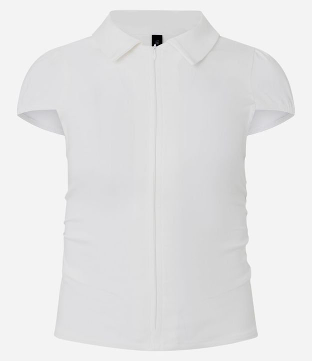 Blusa en Bengalina con Cuello Polo y Zìper 4