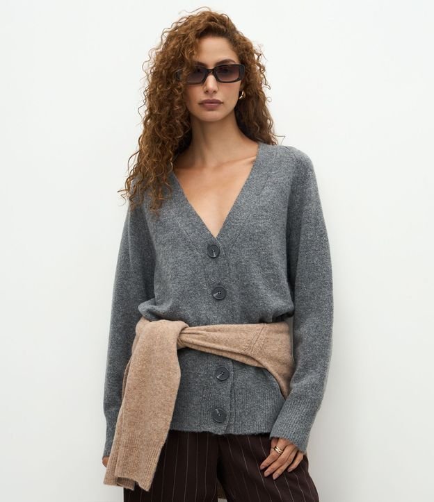 Cardigan en Punto con Botones Grandes 1