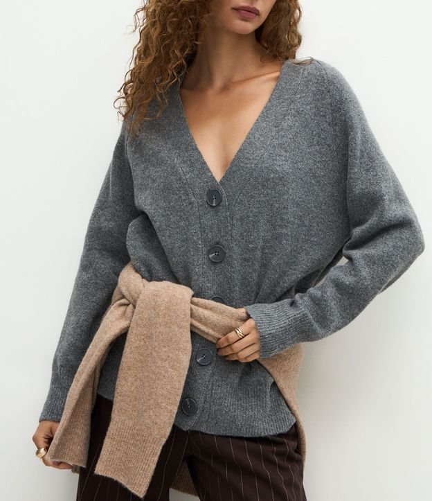 Cardigan en Punto con Botones Grandes 3