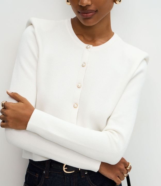 Cardigan Regular en Punto con Hombreras 4