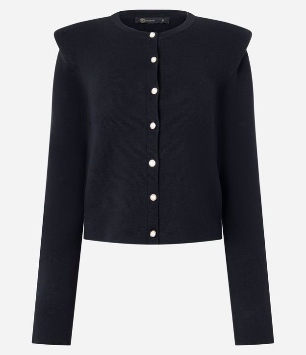 Cardigan Regular en Punto con Hombreras 5