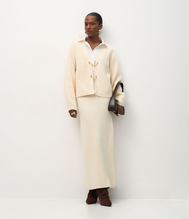 Cardigan Oversize Estructurado en Tricot con Hebillas 2
