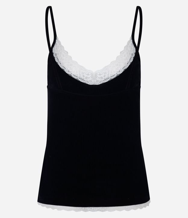 Blusa en Rib con Breteles Finos y Encaje en el Escote 7