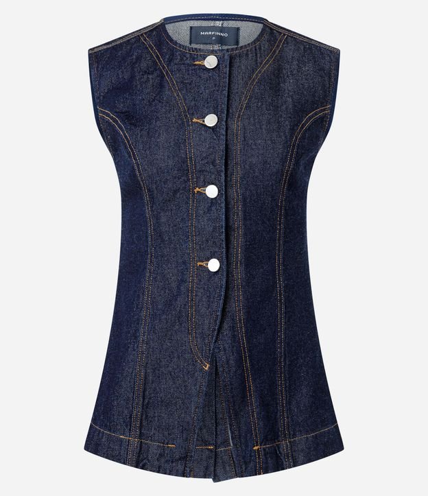 Chaleco Acinturado en Jeans con Costura Aparente 5