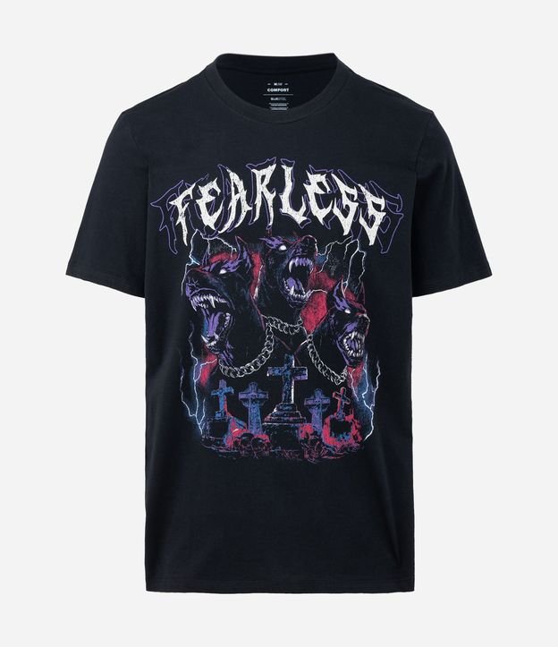 Remera Comfort en Algodón con Estampado Perro y Lettering Fearless 4