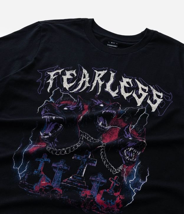 Remera Comfort en Algodón con Estampado Perro y Lettering Fearless 7