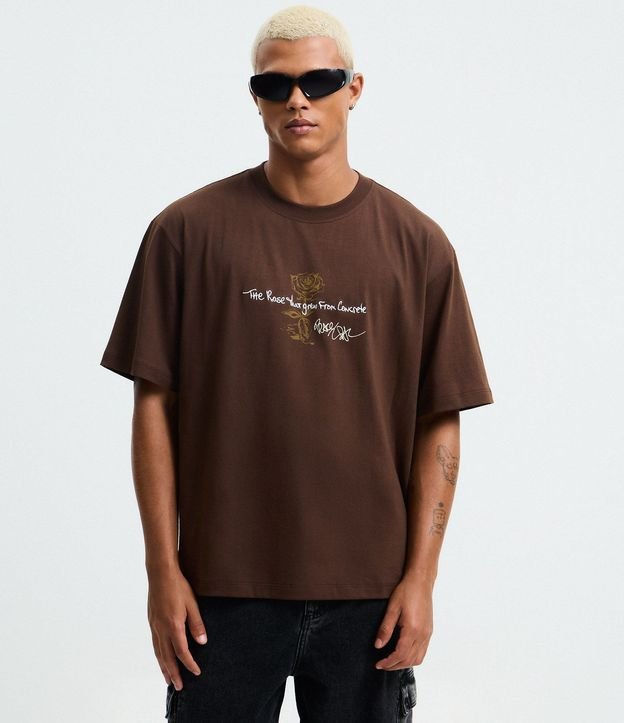 Remera Boxy en Algodón con Estampado Tupac The Rose 2
