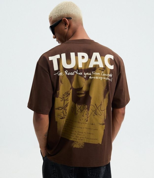 Remera Boxy en Algodón con Estampado Tupac The Rose