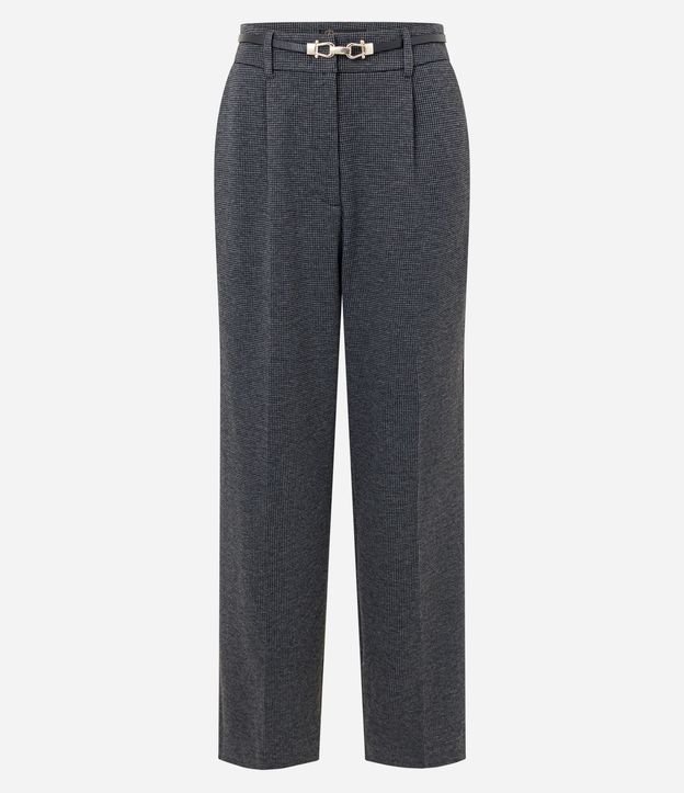Pantalón de Cuadros en Punto Roma con Cinturón Fino